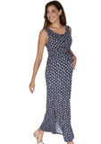 Navy Floral Print Maxi Dress