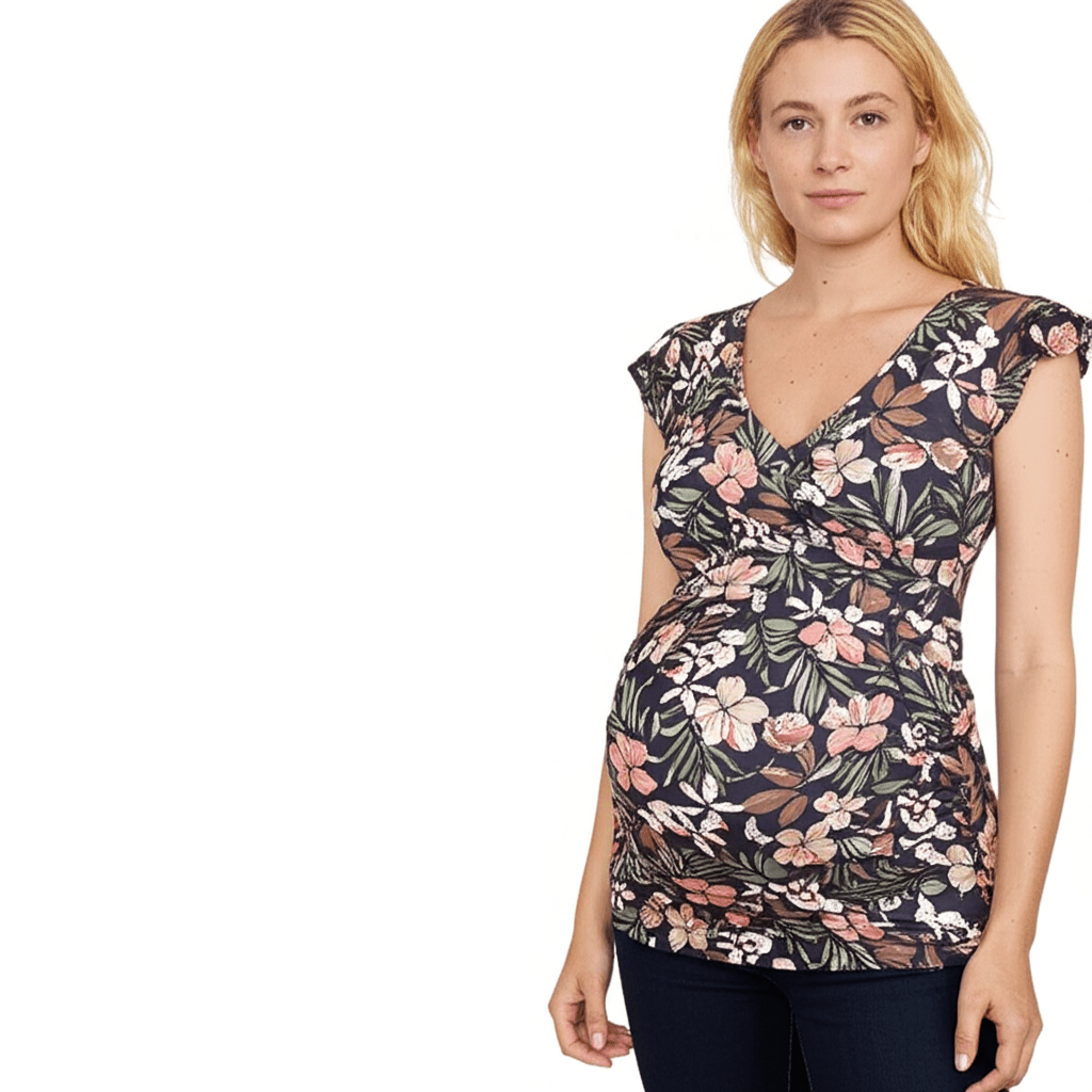 Emma - Cross Front - Black Floral - Latchwear