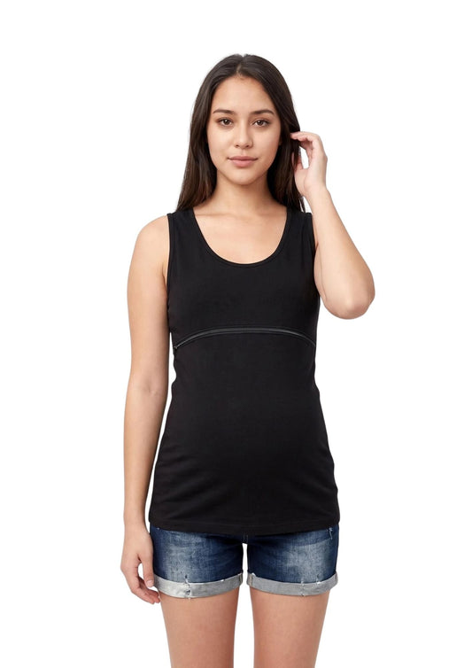 Lily Horizontal Zip Singlet - Black - Latchwear