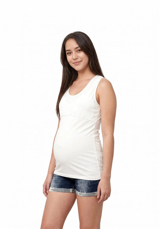 Lily Horizontal Zip Singlet - White - Latchwear