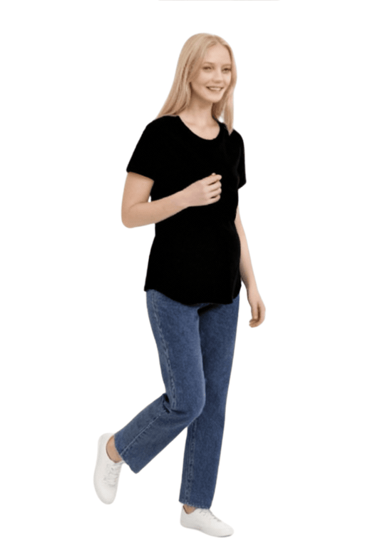 Luna - Horizontal Zip Tee - Black - Latchwear