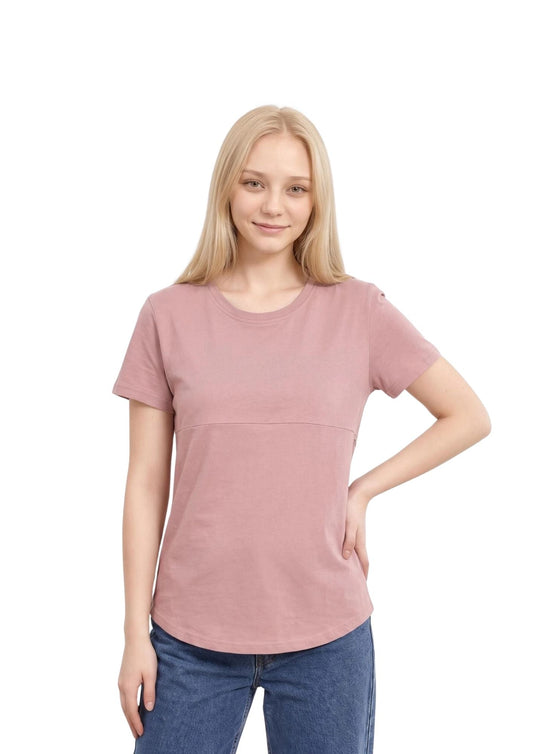 Luna - Horizontal Zip Tee - Dusky Pink - Latchwear