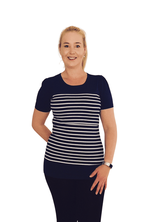 Melanie - Long Tee Navy Stripe - Latchwear