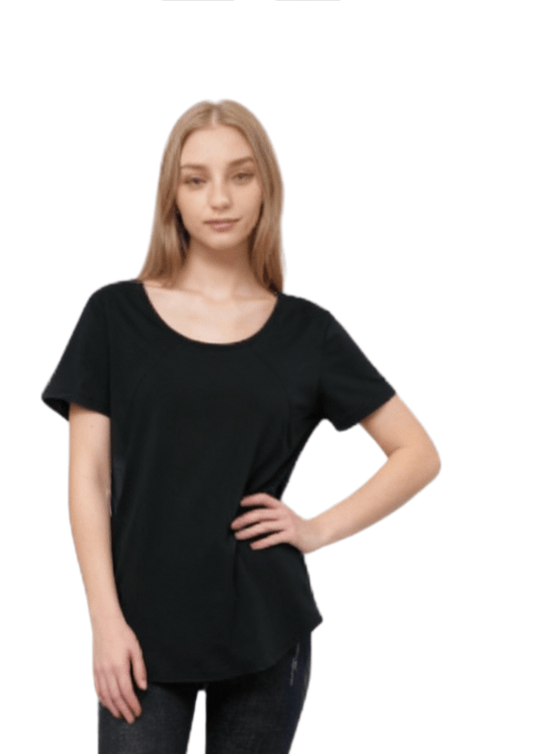 Mia Zip Tee - Black - Latchwear