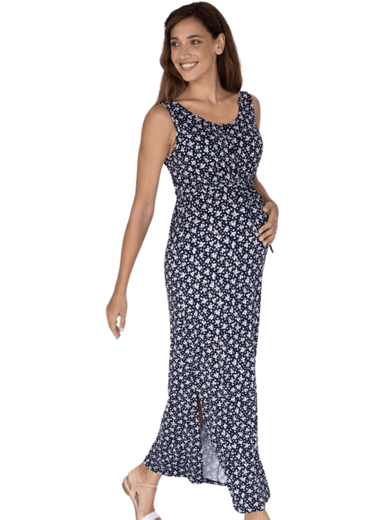 Navy Floral Print Maxi Dress - Latchwear