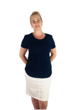 Mia Zip Tee - Navy