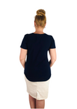 Mia Zip Tee - Navy