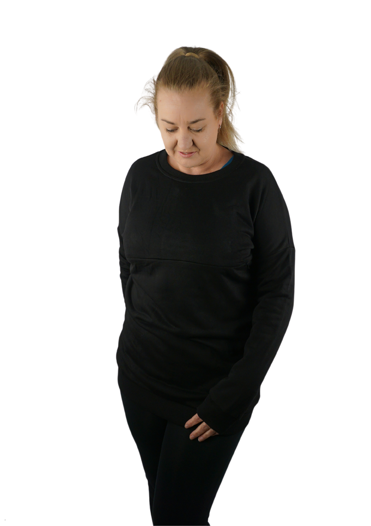 Alyssa Horizontal Zip Jumper - Black