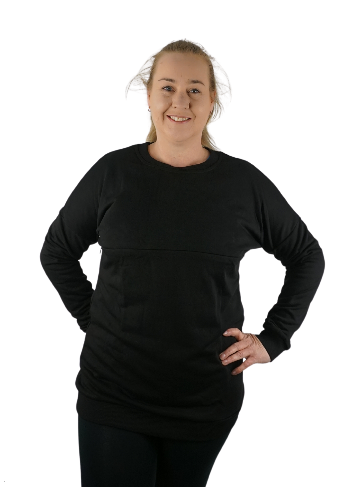 Alyssa Horizontal Zip Jumper - Black