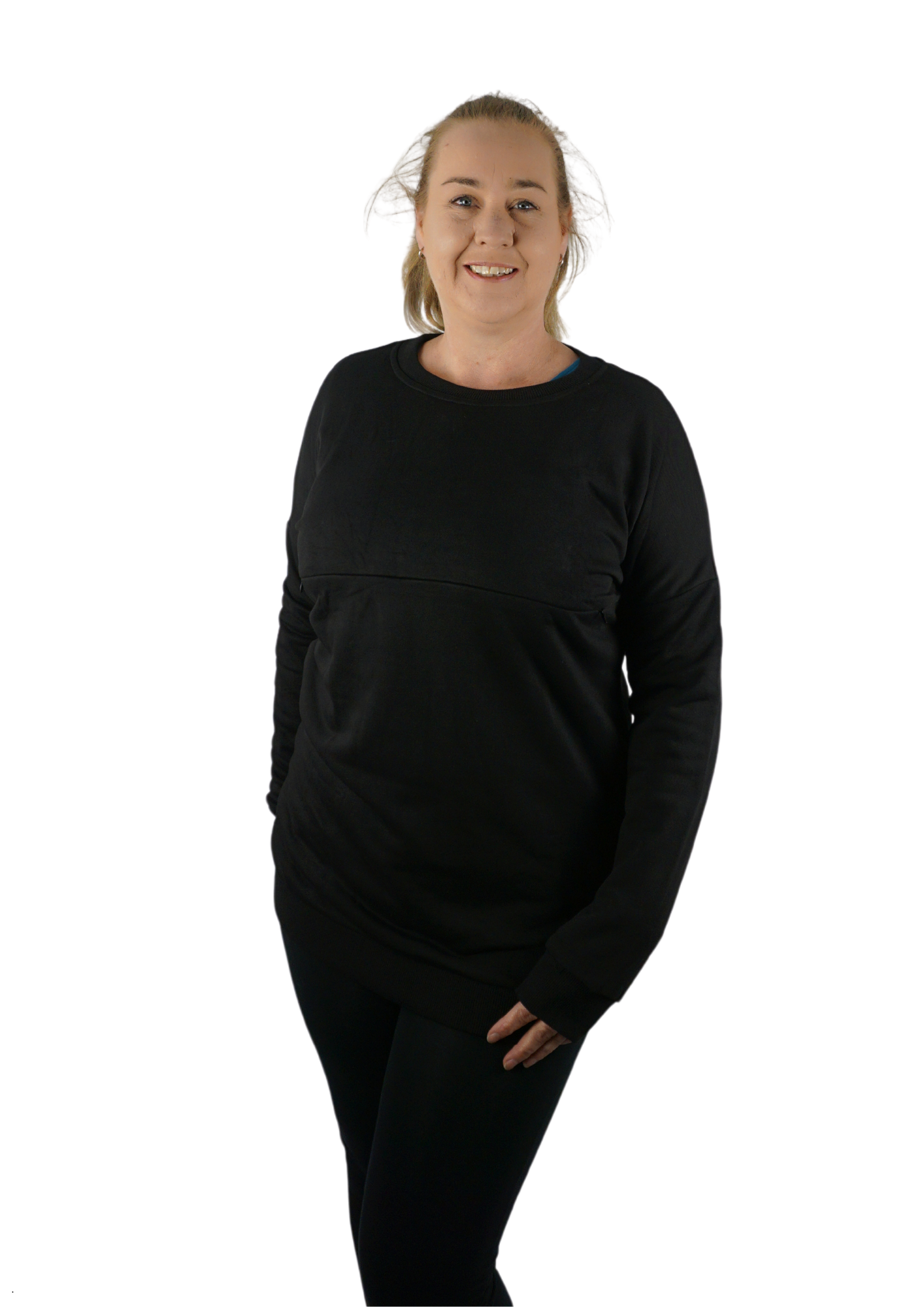 Alyssa Horizontal Zip Jumper - Black