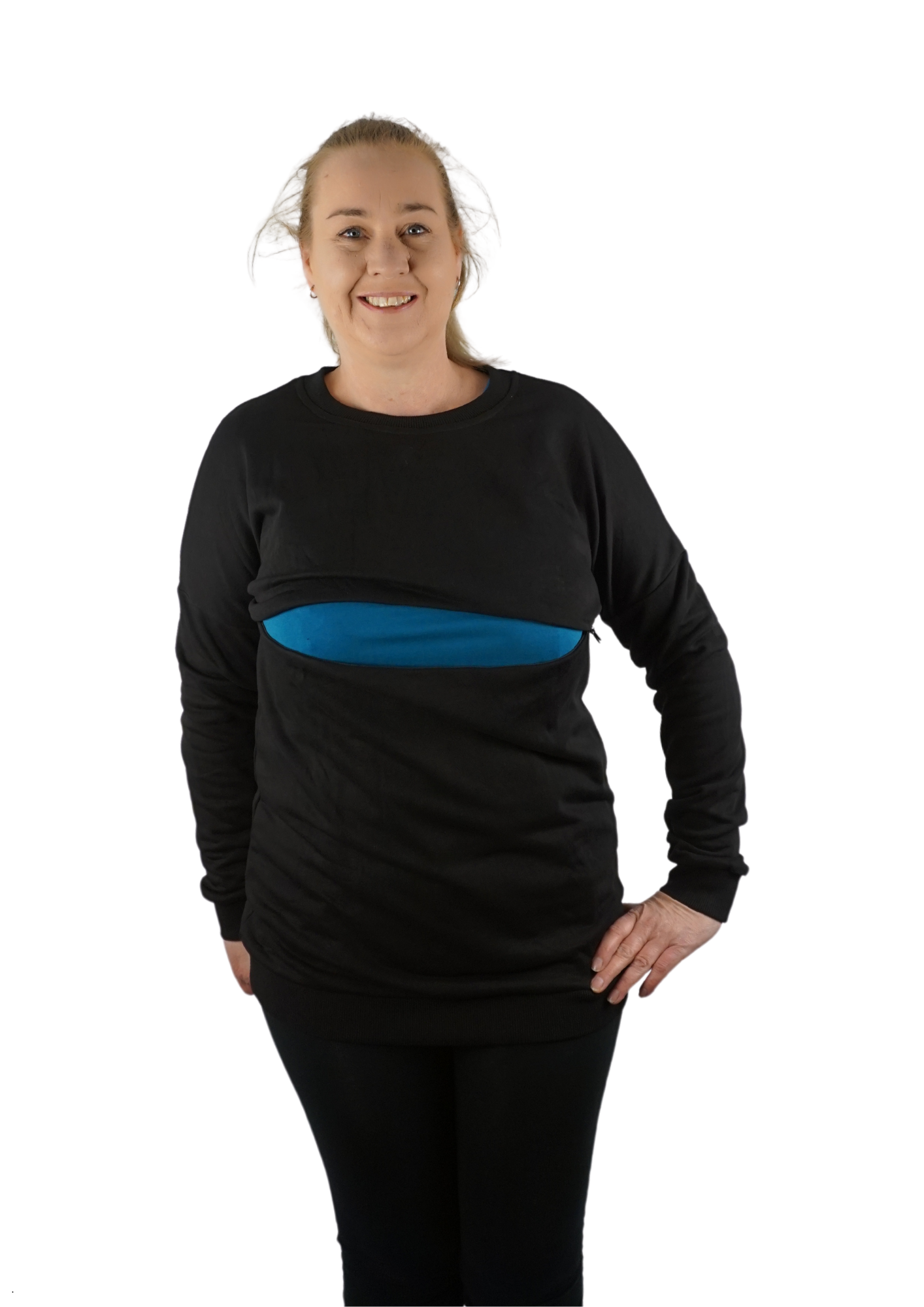 Alyssa Horizontal Zip Jumper - Black