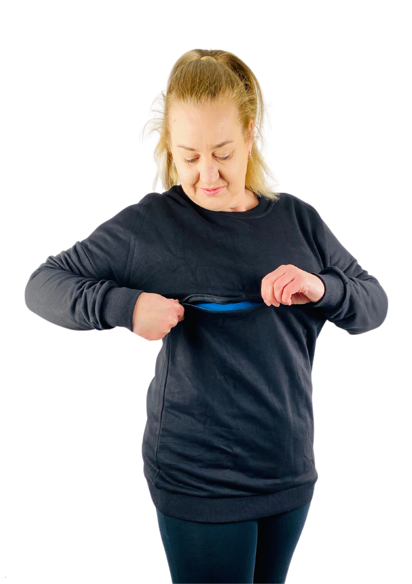 Alyssa Horizontal Zip Jumper - Black