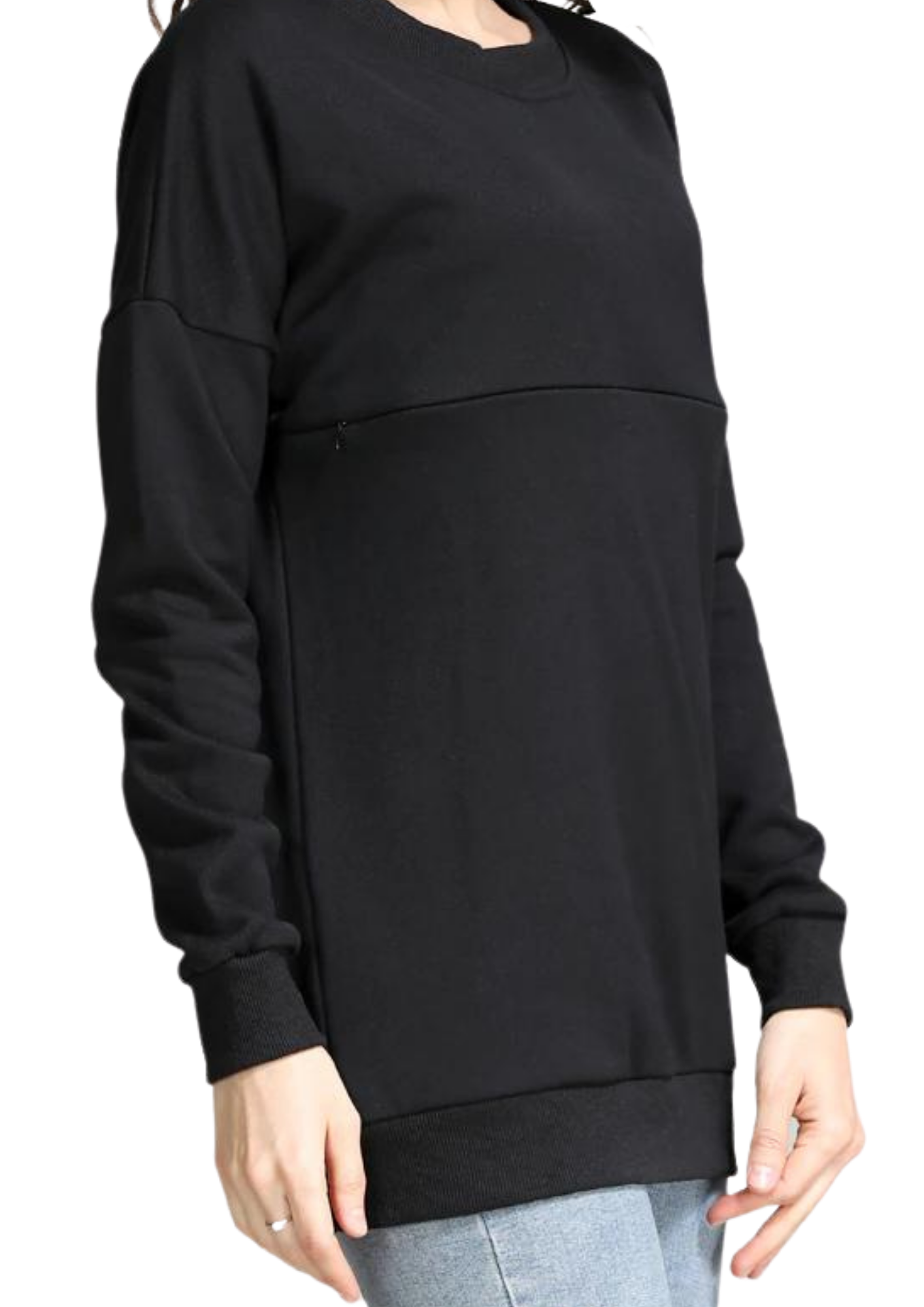 Alyssa Horizontal Zip Jumper - Black