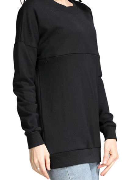 Alyssa Horizontal Zip Jumper - Black