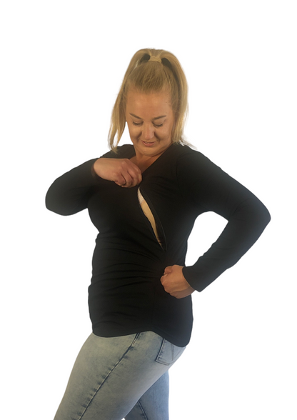 LATCH Pressed - Pretty floral with logo on Chloe Zip Top - XSmall