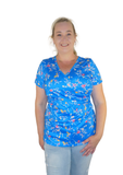 Emma - Cross Front - Royal Blue Floral