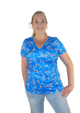 Emma - Cross Front - Royal Blue Floral