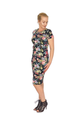 Isla - Bodycon Dress - Black Floral