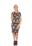 Isla - Bodycon Dress - Black Floral