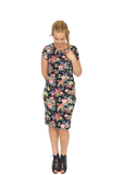 Isla - Bodycon Dress - Black Floral