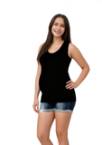 Lily Horizontal Zip Singlet - Black