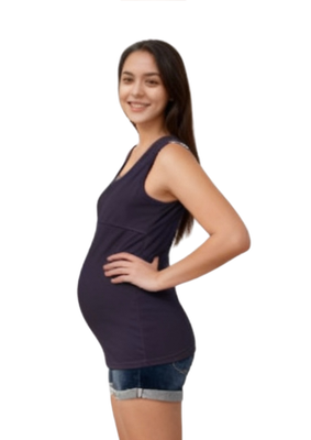 Lily Horizontal Zip Singlet - Navy