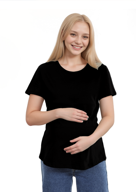 Luna - Horizontal Zip Tee - Black