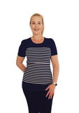 Melanie - Long Tee Navy Stripe