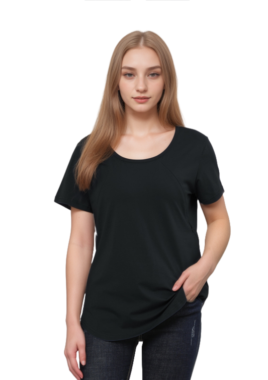 Mia Zip Tee - Black