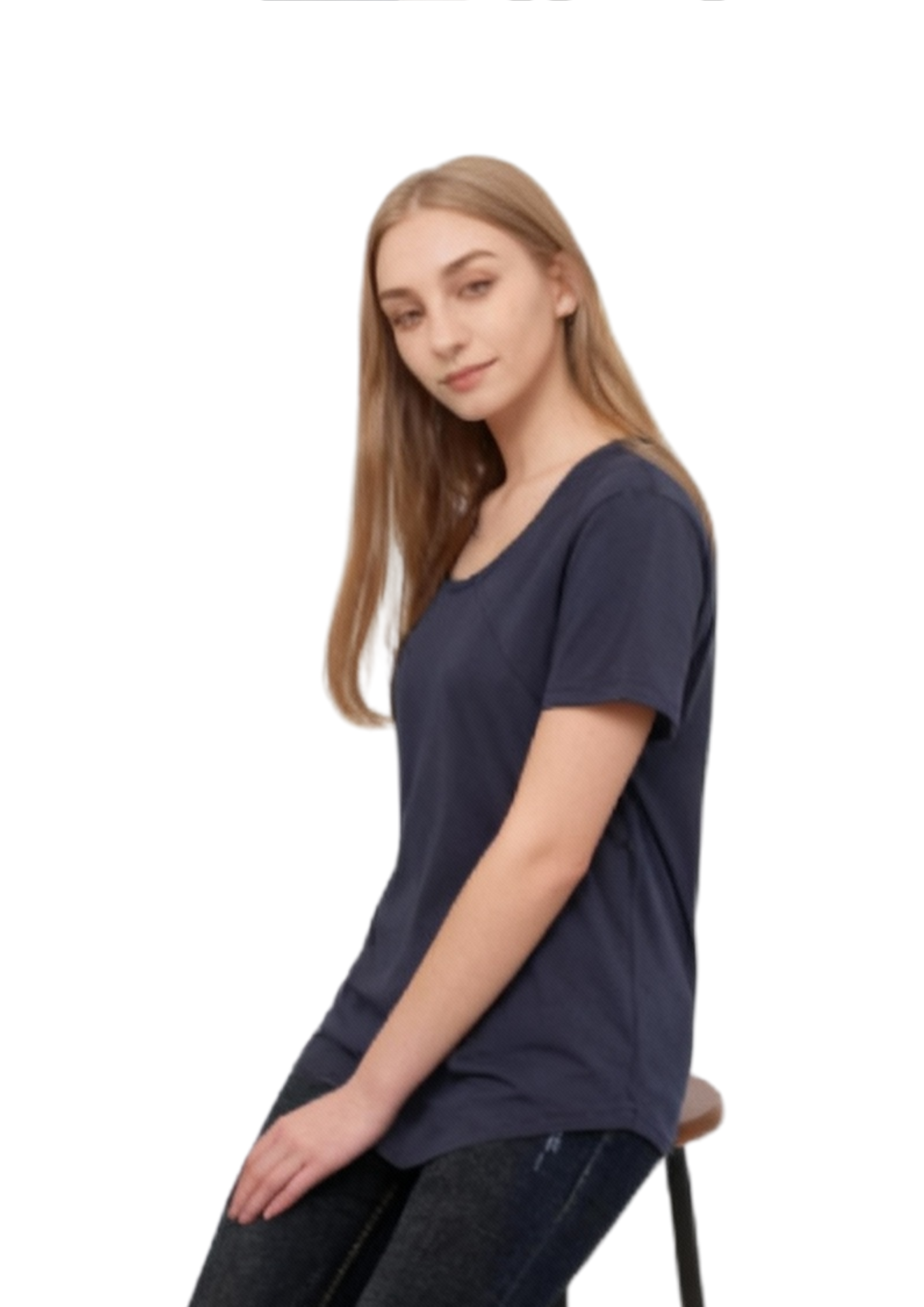 Mia Zip Tee - Navy