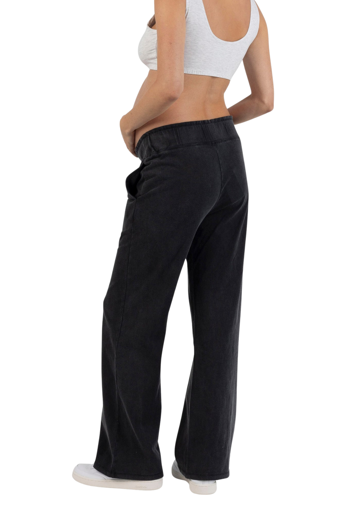 Wide Leg Acid Wash Black Underbelly Pant