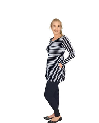 Sadie Tunic with POCKETS - Navy Stripe