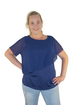 Violet - Chiffon Top - Navy