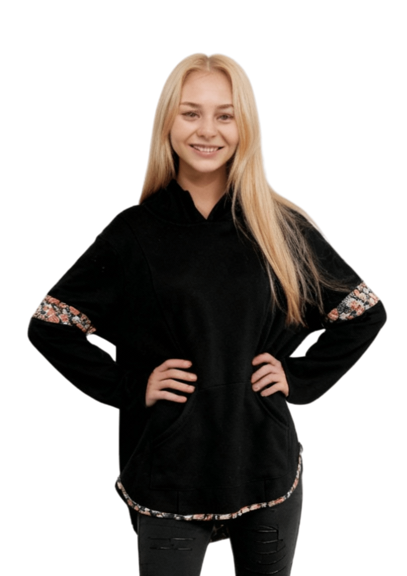 Addie Hoody - Black & Floral - Latchwear