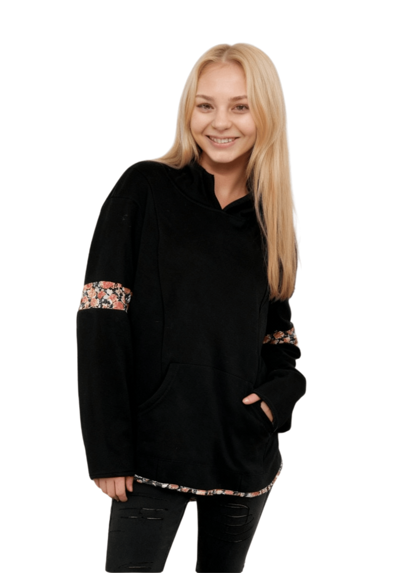 Addie Hoody - Black & Floral - Latchwear