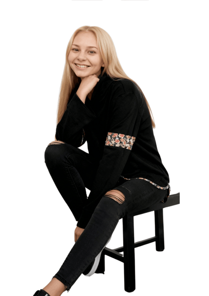 Addie Hoody - Black & Floral - Latchwear