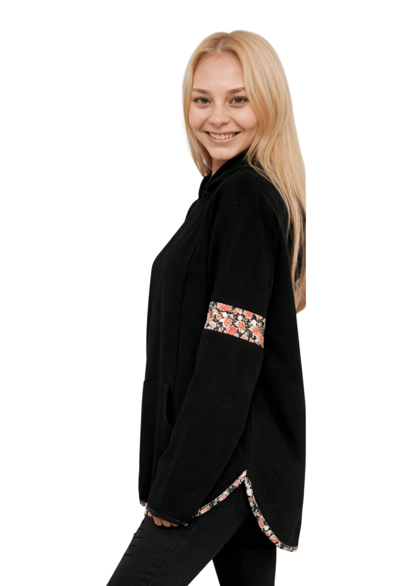 Addie Hoody - Black & Floral - Latchwear