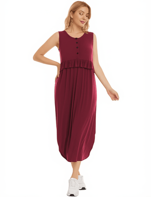 Adeline - Soft Midi Dress - Wine - Latchwear