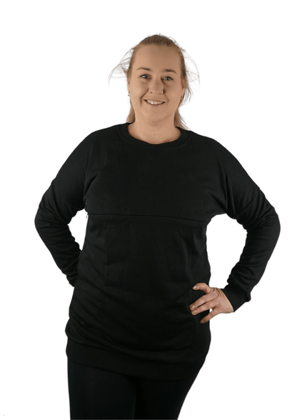 Alyssa Horizontal Zip Jumper - Black - Latchwear