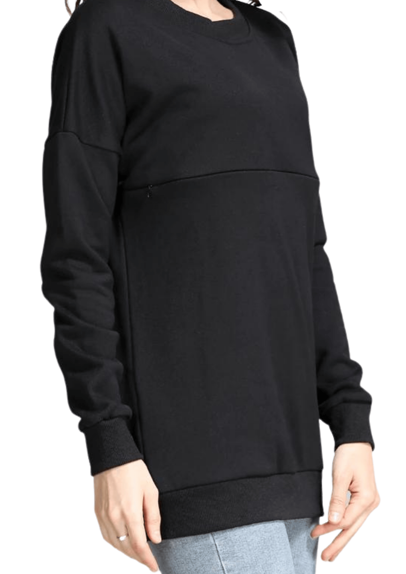 Alyssa Horizontal Zip Jumper - Black - Latchwear