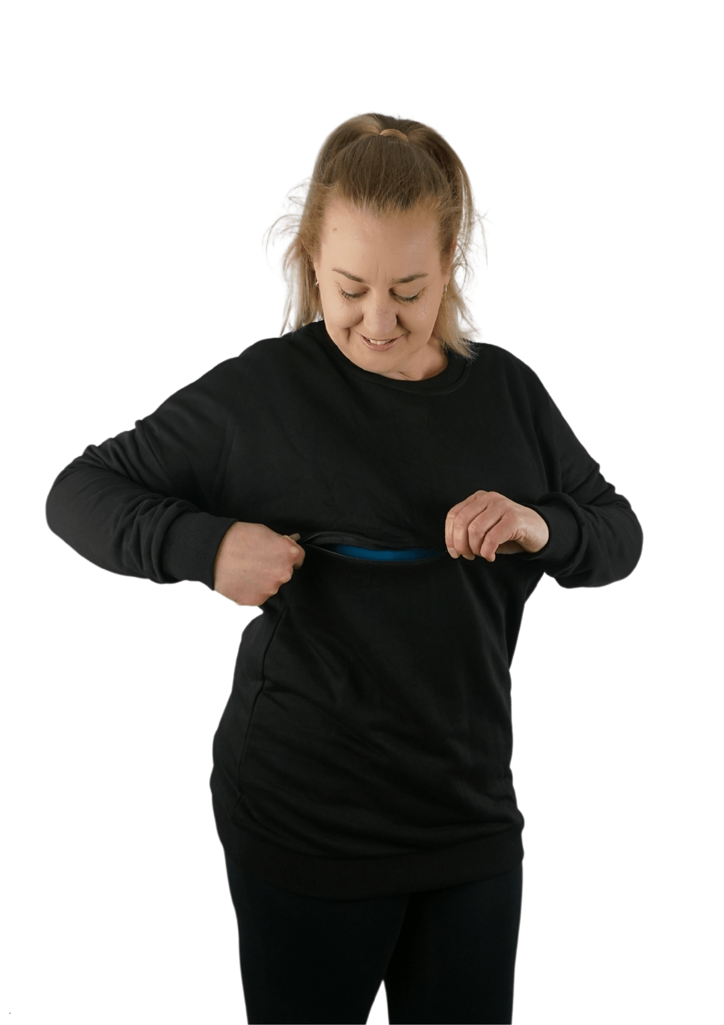 Alyssa Horizontal Zip Jumper - Black - Latchwear