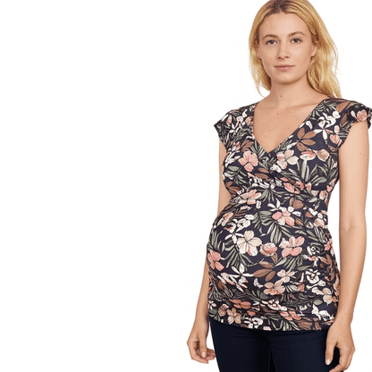 Emma - Cross Front - Black Floral - Latchwear