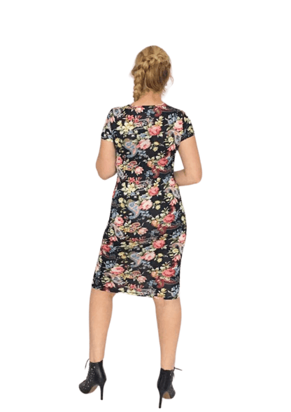 Isla - Bodycon Dress - Black Floral - Latchwear