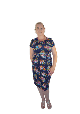Isla - Bodycon Dress - Navy Floral - Latchwear