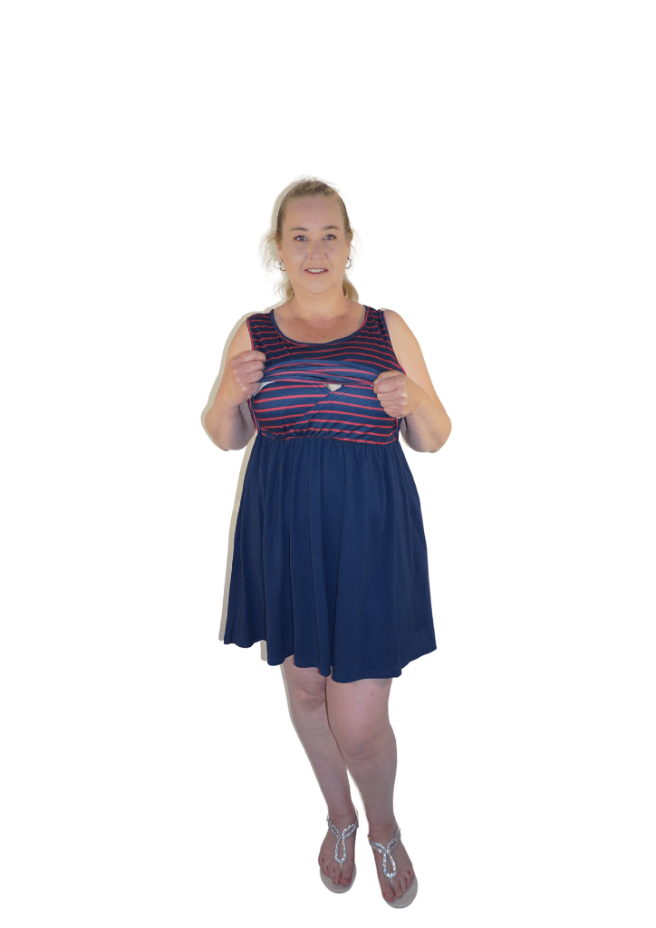 Jasmine - Empire - Navy with pinstripe Red - Latchwear