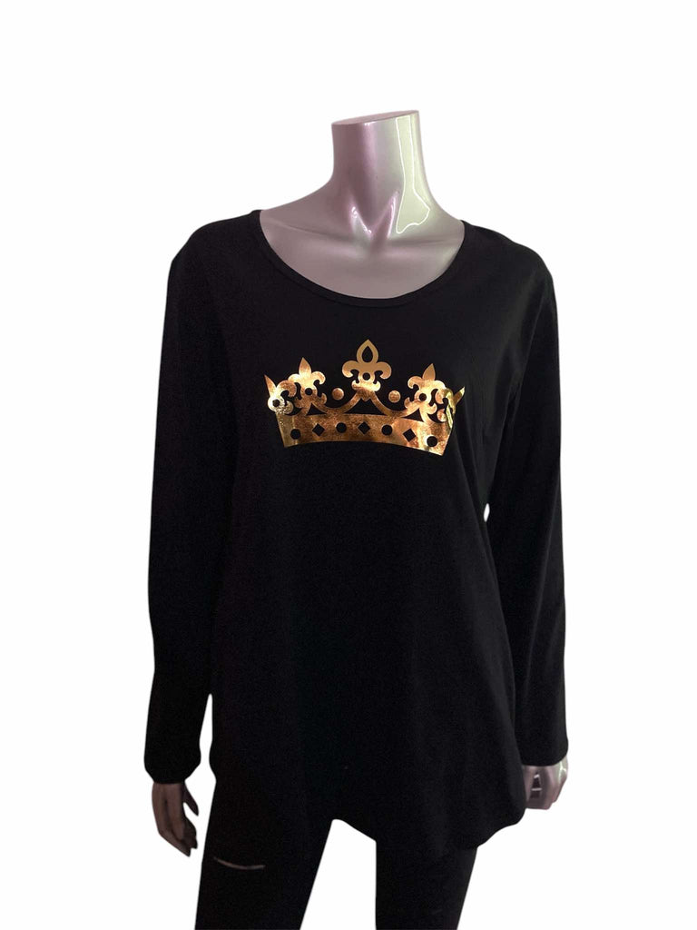 LATCH Pressed - Metallic Gold Crown on Chloe Zip Top - Large - Latchwear