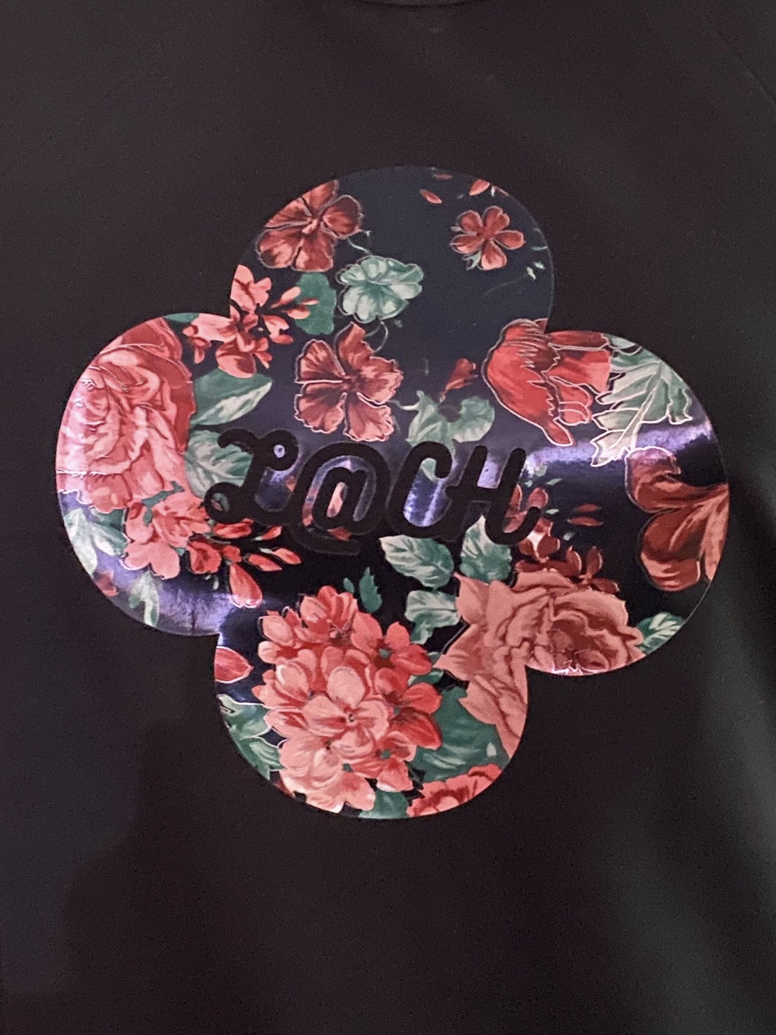 LATCH Pressed - Pretty floral with logo on Chloe Zip Top - XSmall - Latchwear