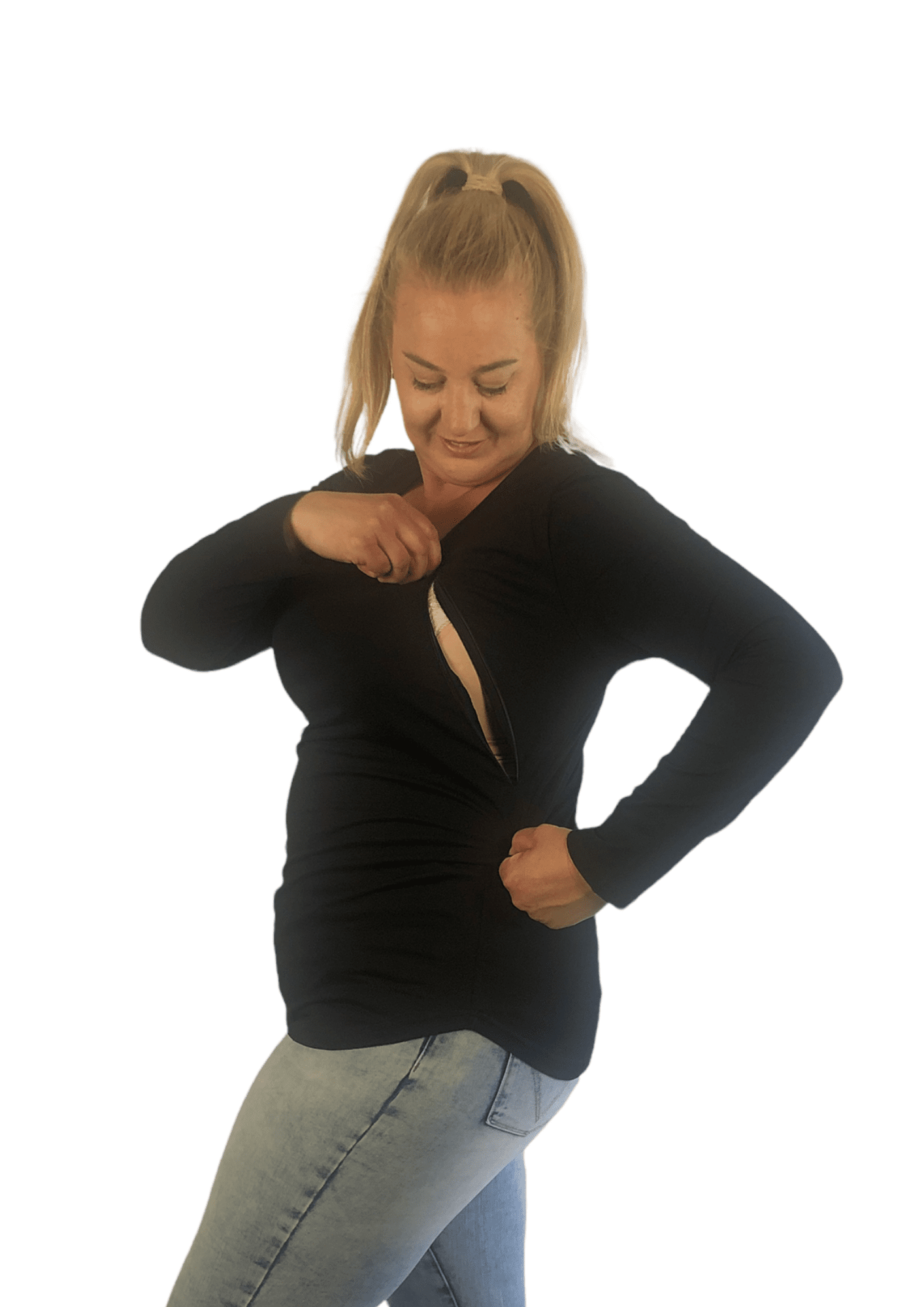 LATCH Pressed - Pretty floral with logo on Chloe Zip Top - XSmall - Latchwear