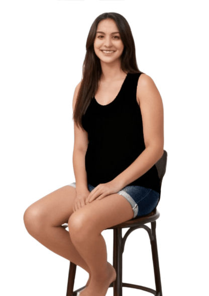 Lily Horizontal Zip Singlet - Black - Latchwear