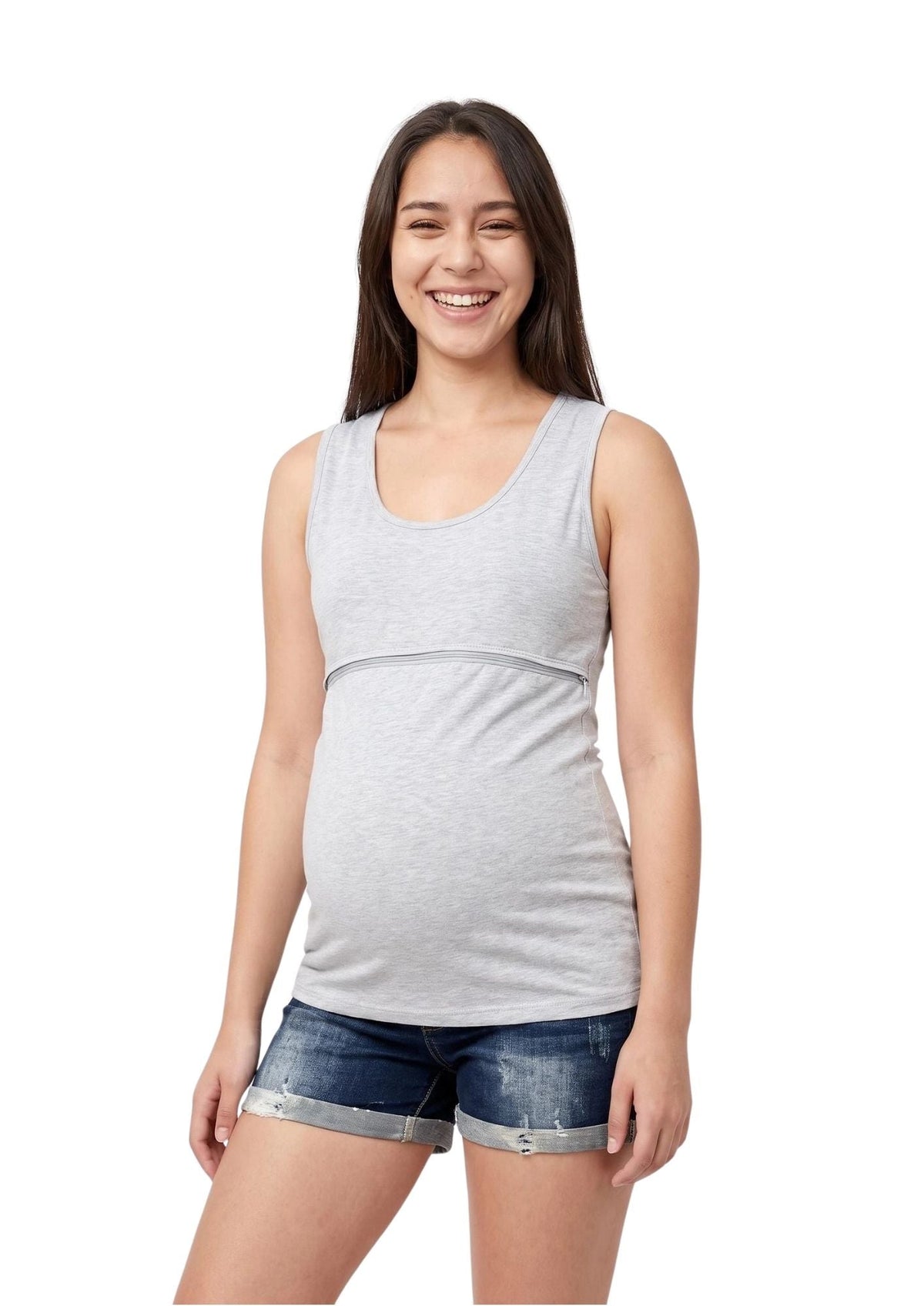 Lily Horizontal Zip Singlet - Grey - Latchwear